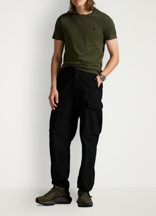 Ralph Lauren Custom slim fit T-shirt met logoborduring - voorkant 4 company olive/c9760