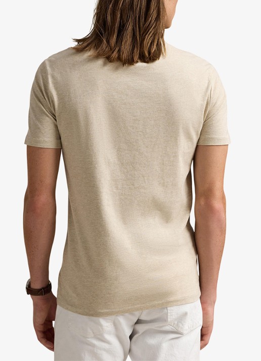 Ralph Lauren Custom slim fit T-shirt met logoborduring - achterkant expedition dune heather / beige