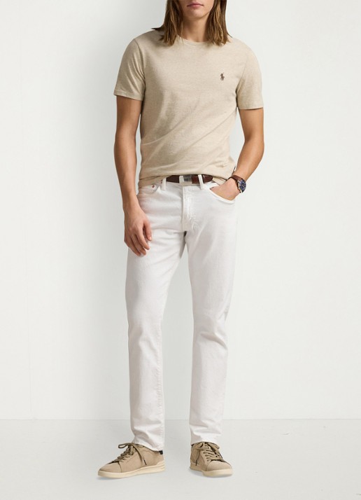 Ralph Lauren Custom slim fit T-shirt met logoborduring - voorkant 4 expedition dune heather / beige