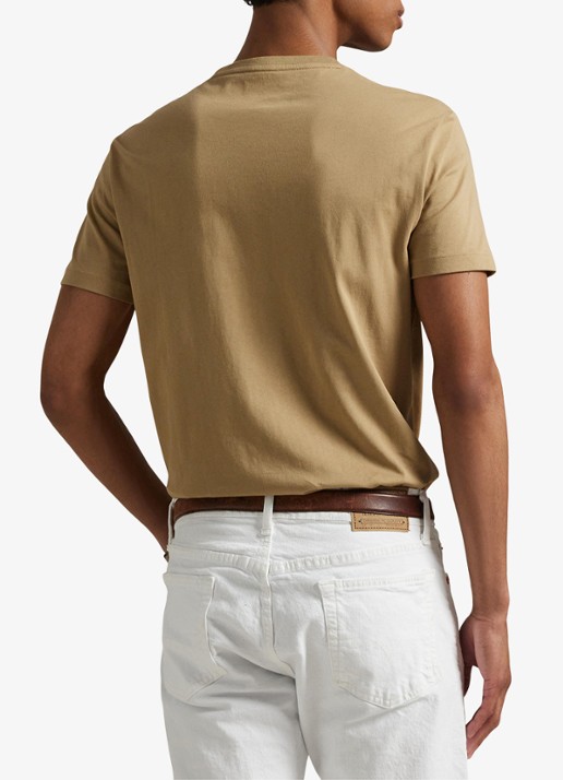 Ralph Lauren Custom slim fit T-shirt met logoborduring - achterkant 4 cafe tan/c8176-3x17