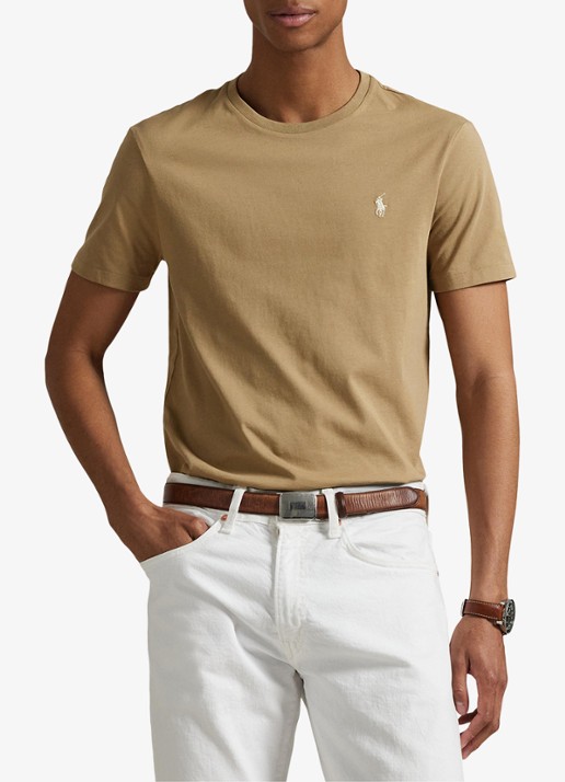 Ralph Lauren Custom slim fit T-shirt met logoborduring - detail 2 cafe tan/c8176-3x17