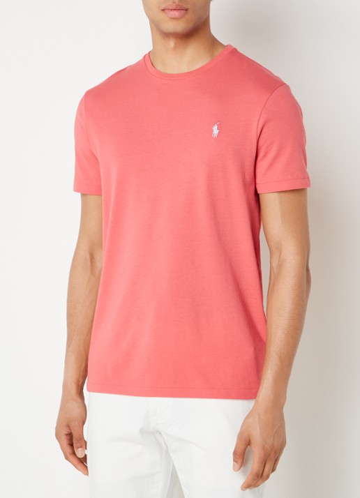 Ralph Lauren Custom slim fit T-shirt met logoborduring - detail 4 pale red/c7194-40j0