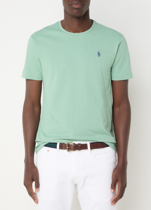 Ralph Lauren Custom slim fit T-shirt met logoborduring - detail 3 faded mint / mint