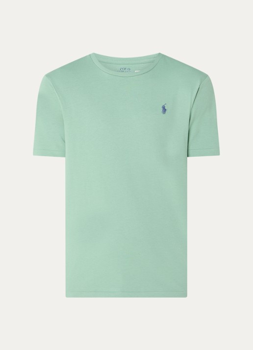 Ralph Lauren Custom slim fit T-shirt met logoborduring - voorkant faded mint / mint