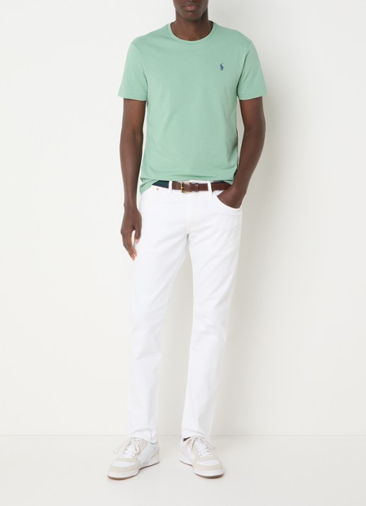 Ralph Lauren Custom slim fit T-shirt met logoborduring - voorkant 2 faded mint / mint