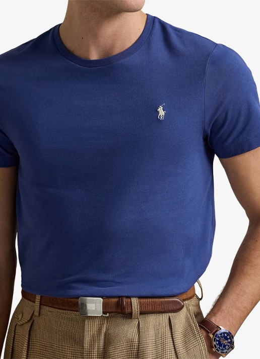 Ralph Lauren Custom slim fit T-shirt met logoborduring - detail 5 earth blue/c8135-45tz