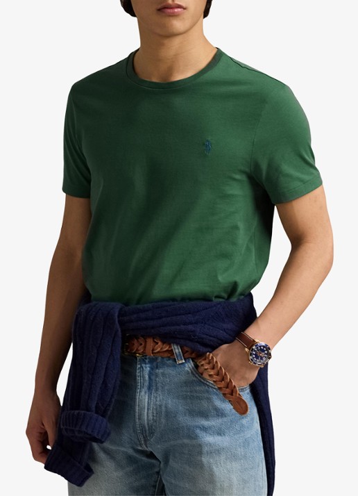 Ralph Lauren Custom slim fit T-shirt met logoborduring - detail washed forest/c7598-45tx