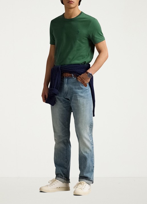 Ralph Lauren Custom slim fit T-shirt met logoborduring - voorkant 4 washed forest/c7598-45tx