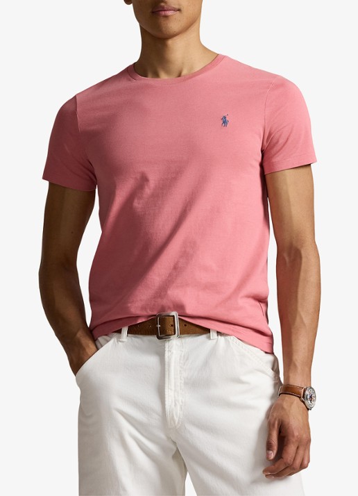 Ralph Lauren Custom slim fit T-shirt met logoborduring - detail desert rose/c7524-45u6