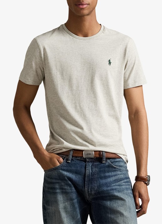 Ralph Lauren Custom slim fit T-shirt met logoborduring - detail light sport heather/c5956-45u3