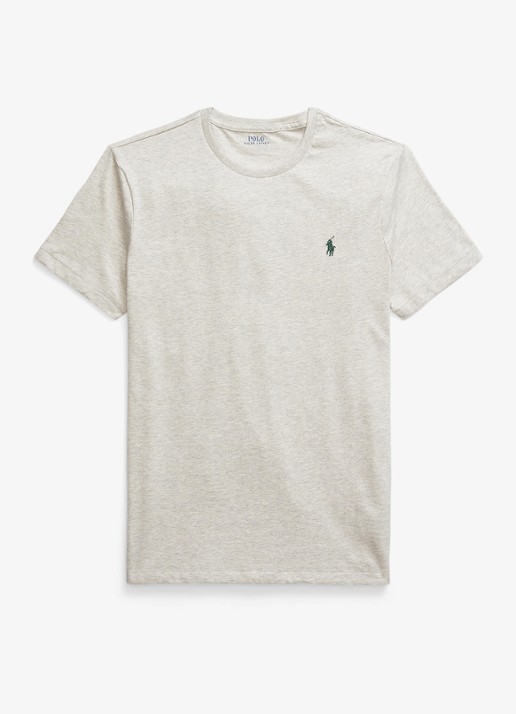 Ralph Lauren Custom slim fit T-shirt met logoborduring - voorkant 3 light sport heather/c5956-45u3