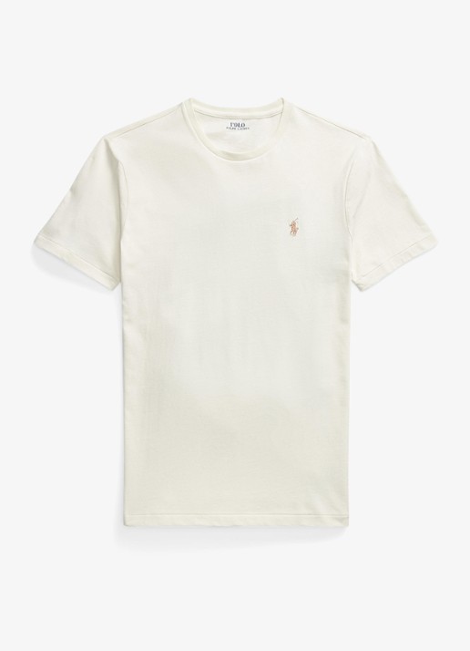 Ralph Lauren Custom slim fit T-shirt met logoborduring - voorkant parchment cream/c8634-3zob