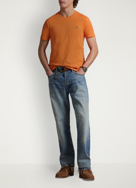Ralph Lauren Custom slim fit T-shirt met logoborduring - voorkant 3 bedford orange/c5190-46xa