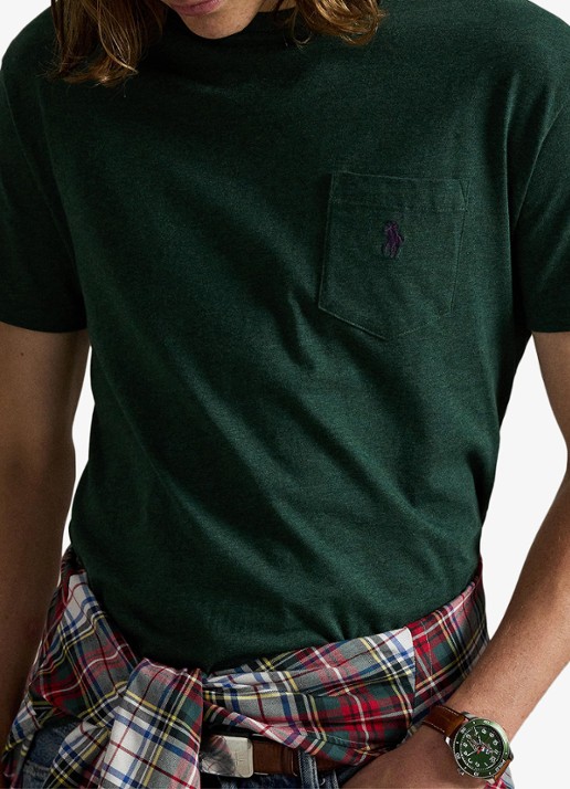 Ralph Lauren Custom slim fit T-shirt met logoborduring - detail 5 scotch pine heather/c4939-48jk