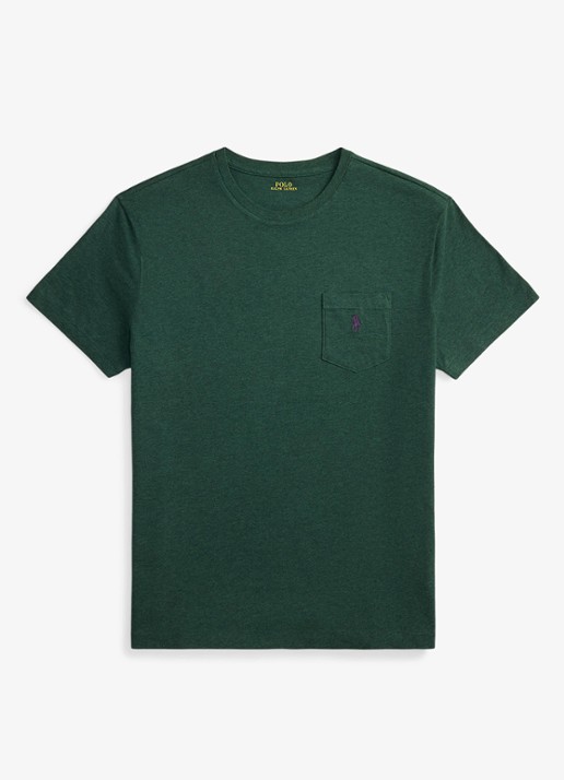 Ralph Lauren Custom slim fit T-shirt met logoborduring - voorkant scotch pine heather/c4939-48jk