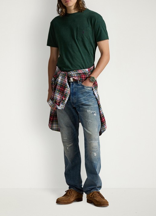 Ralph Lauren Custom slim fit T-shirt met logoborduring - voorkant 2 scotch pine heather/c4939-48jk