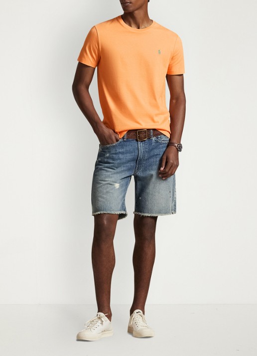 Ralph Lauren Custom slim fit T-shirt met logoborduring - voorkant 2 pompano orange/c5566-47x1