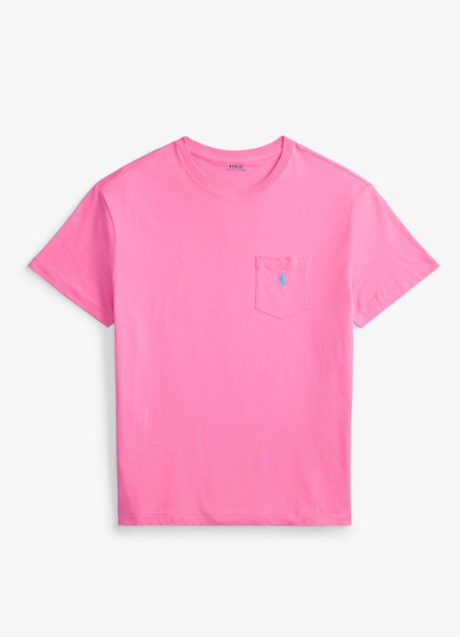 Ralph Lauren Custom slim fit T-shirt met logoborduring - voorkant 4 baja pink/c6995-zyvc