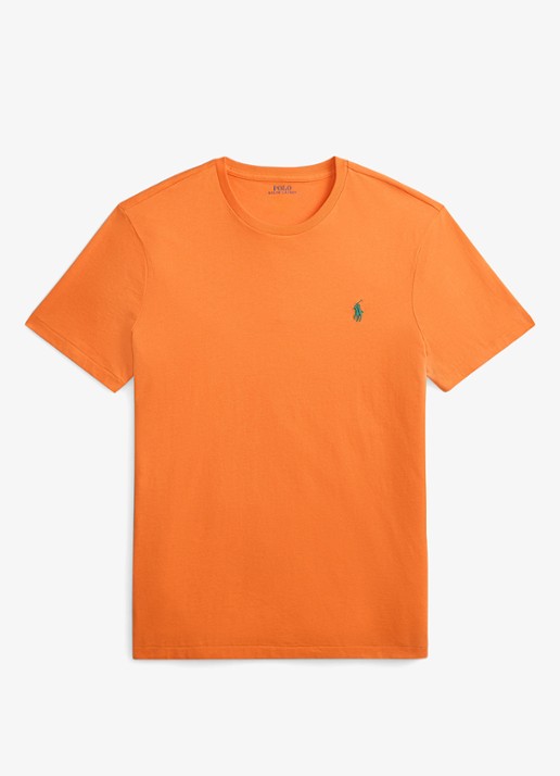 Ralph Lauren Custom slim fit T-shirt met logoborduring - voorkant kona orange/c5204-zy9p