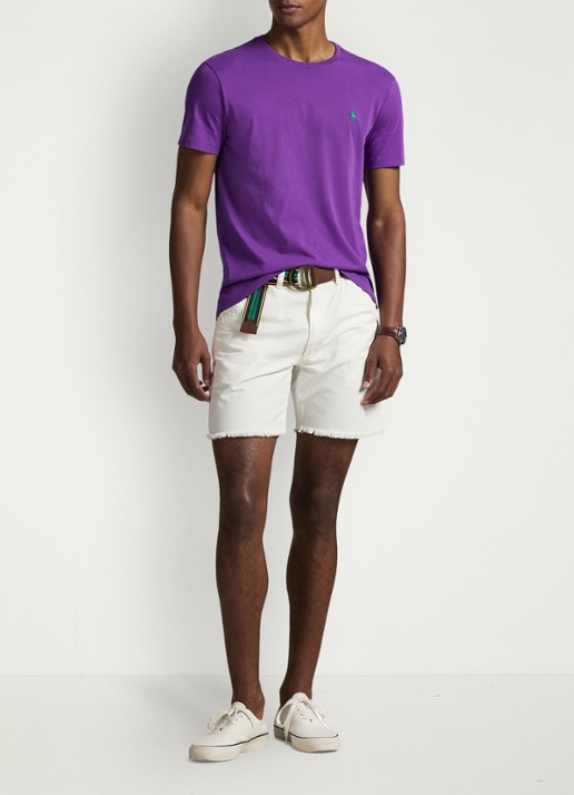 Ralph Lauren Custom slim fit T-shirt met logoborduring - voorkant 3 cabana purple/c5223-zywt
