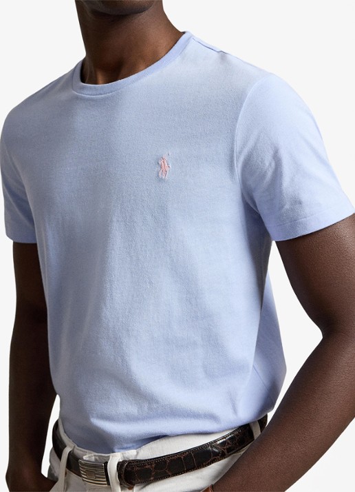 Ralph Lauren Custom slim fit T-shirt met logoborduring - detail 3 pebble blue / blauw