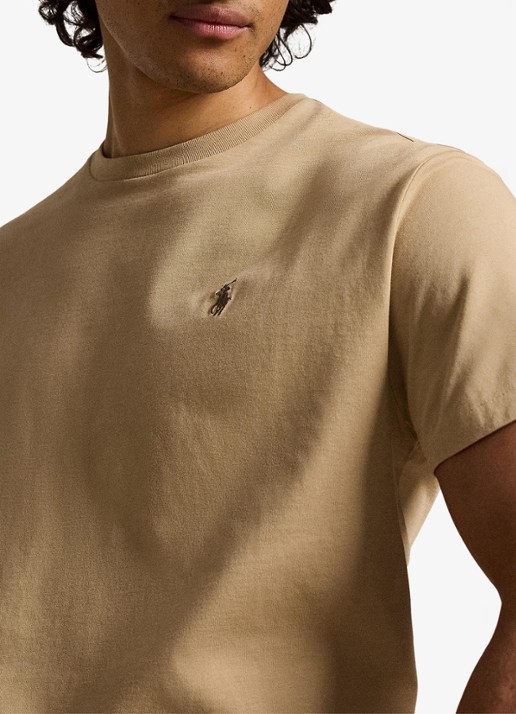 Ralph Lauren Custom slim fit T-shirt met logoborduring - detail 5 vintage khaki / khaki