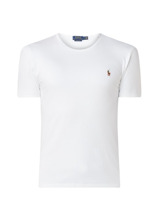 Ralph Lauren Custom slim fit T-shirt met ronde hals  - voorkant white