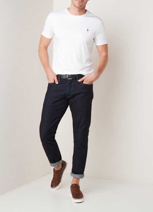 Ralph Lauren Custom slim fit T-shirt met ronde hals  - voorkant 2 white