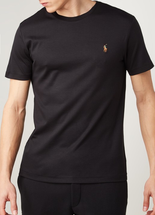 Ralph Lauren Custom slim fit T-shirt met ronde hals  - detail 2 polo black