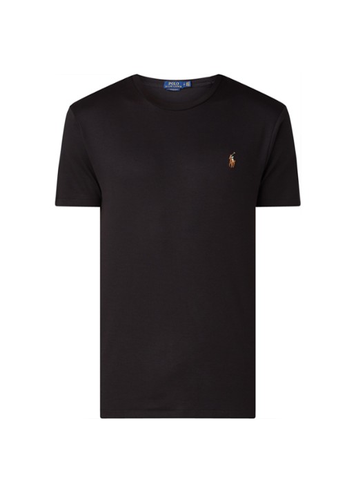 Ralph Lauren Custom slim fit T-shirt met ronde hals  - voorkant 3 polo black