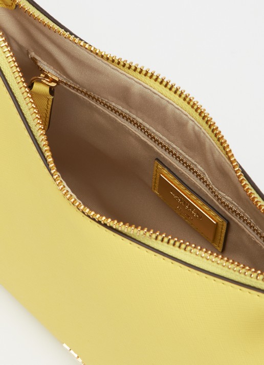 Ralph Lauren Danni M handtas van leer met afneembare schouderriem  - detail 3 geel