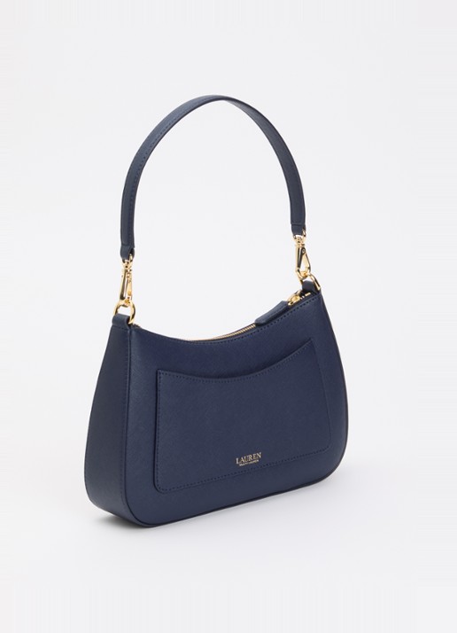 Ralph Lauren Danni schoudertas van leer met afneembare schouderriem - achterkant 4 donkerblauw