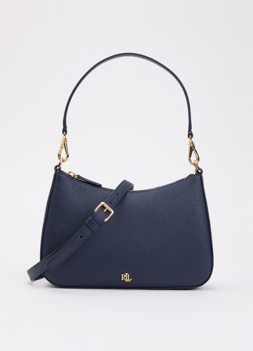 Ralph Lauren Danni schoudertas van leer met afneembare schouderriem - voorkant 5 donkerblauw