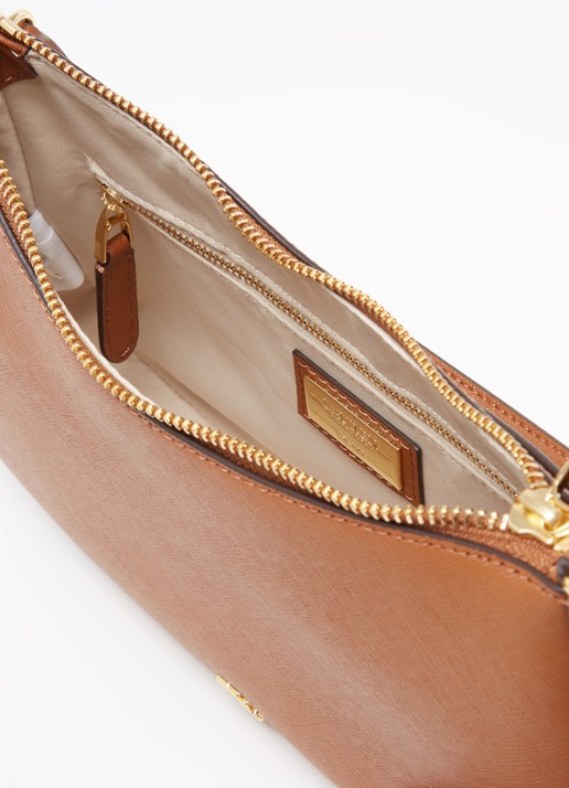 Ralph Lauren Danni schoudertas van leer - detail 3 cognac