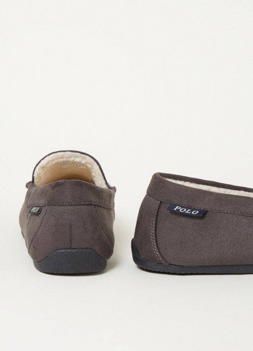 Ralph Lauren Declan pantoffel met logoborduring  - detail 3 bronsgroen