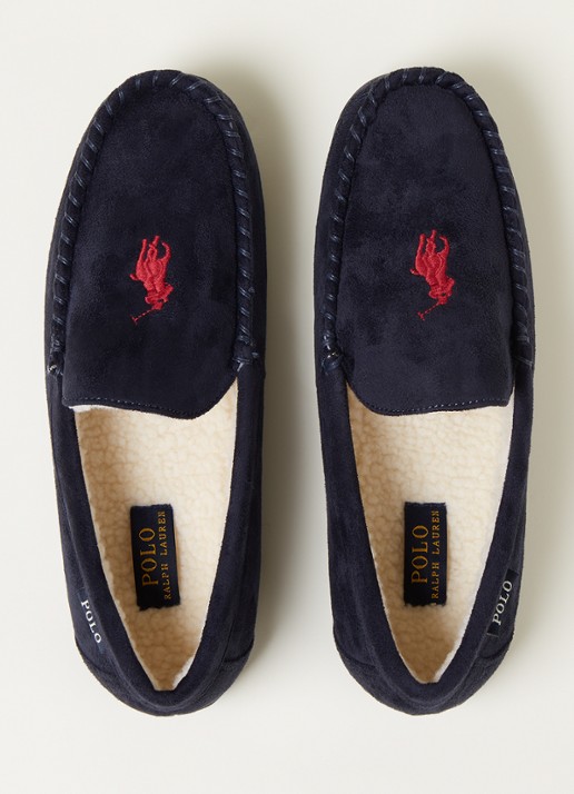 Ralph Lauren Declan pantoffel met logoborduring  - detail 3 indigo