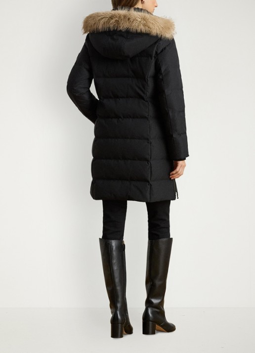 Ralph Lauren Donsjas met capuchon en imitatiebont - achterkant 5 zwart