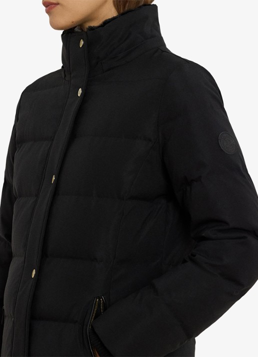 Ralph Lauren Donsjas met capuchon en imitatiebont - detail 4 zwart