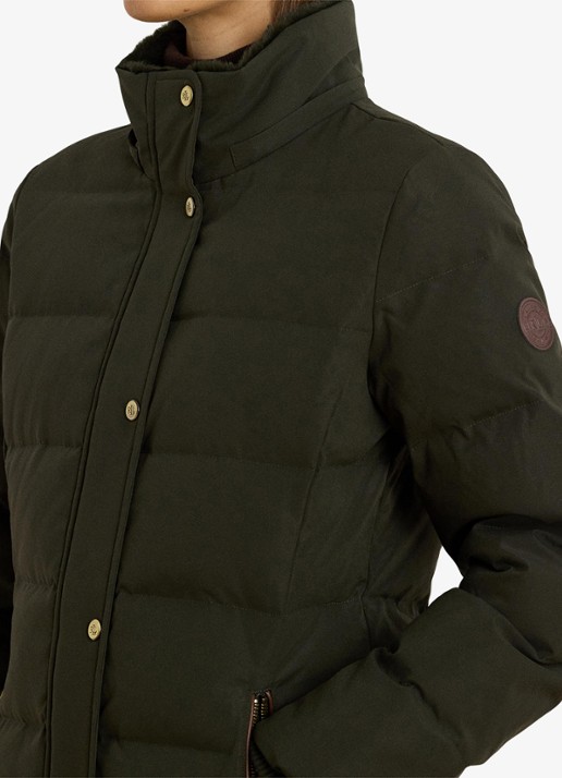 Ralph Lauren Donsjas met capuchon en imitatiebont - detail 3 groen