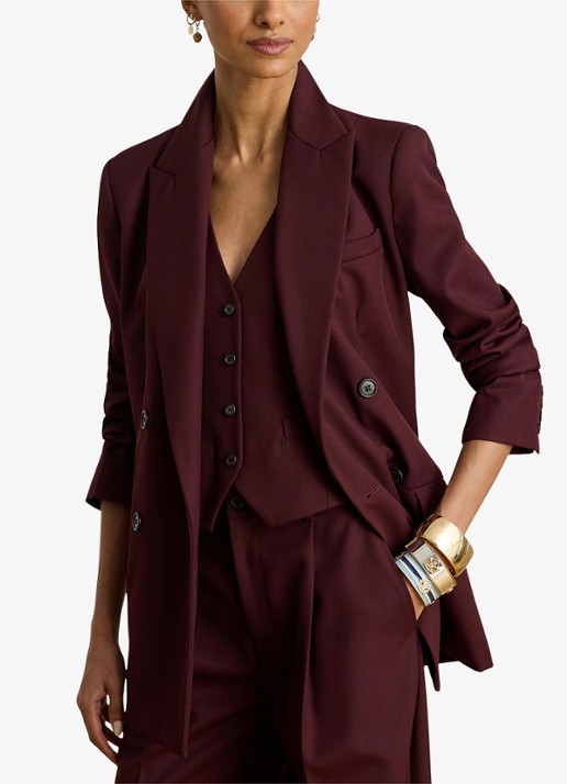 Ralph Lauren Double-breasted blazer in wolblend met klepzakken
