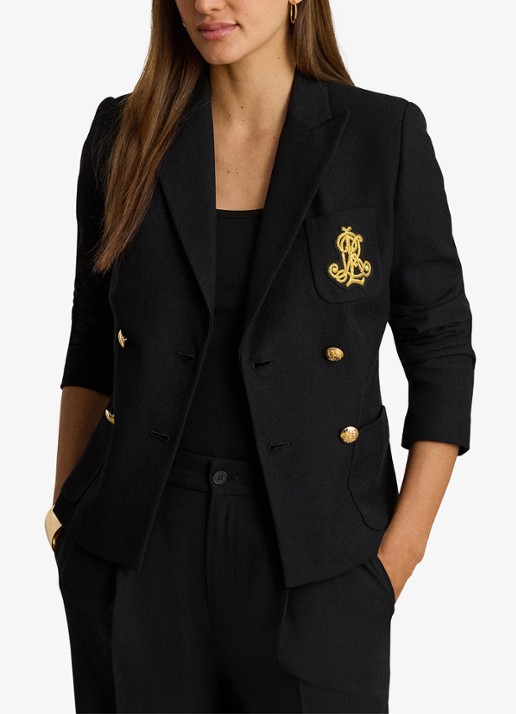 Ralph Lauren Double-breasted blazer met logoborduring