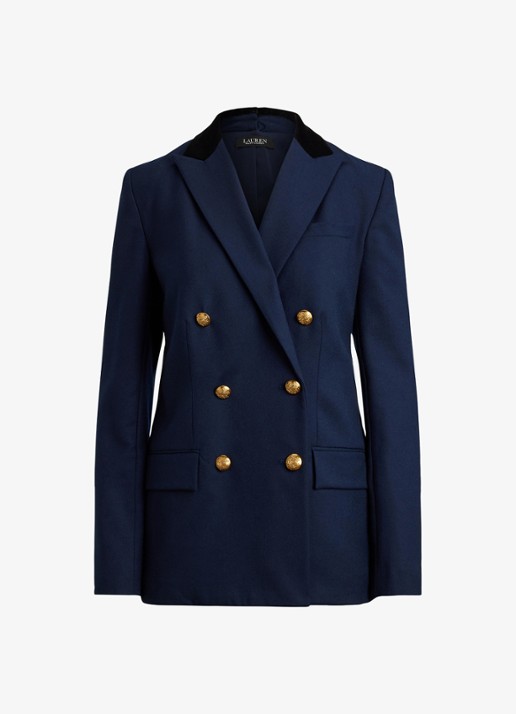 Ralph Lauren Double-breasted blazer van wol met klepzakken - voorkant 3 donkerblauw
