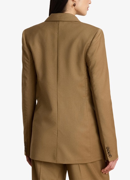 Ralph Lauren Double-breasted blazer van wol met klepzakken - achterkant honey tan / beige