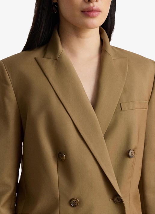 Ralph Lauren Double-breasted blazer van wol met klepzakken - detail 3 honey tan / beige