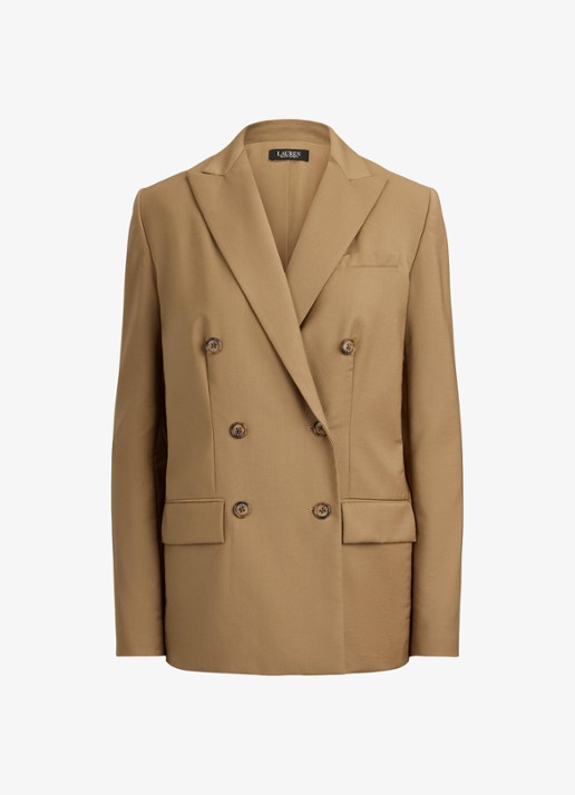 Ralph Lauren Double-breasted blazer van wol met klepzakken - voorkant 4 honey tan / beige