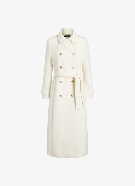 Ralph Lauren Double-breasted mantel in kasjmierblend met strikceintuur