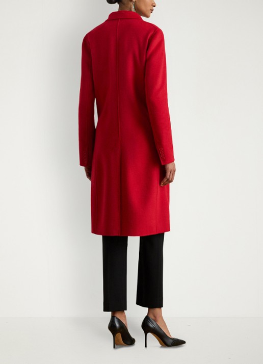 Ralph Lauren Double-breasted mantel in wolblend met klepzakken - achterkant 5 ralph red / rood