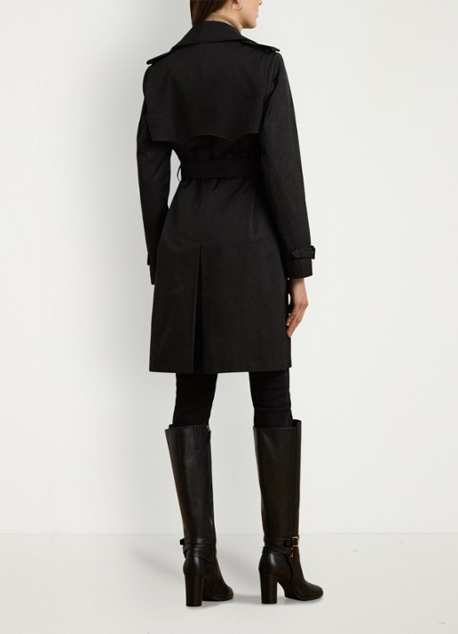 Ralph Lauren Double-breasted trenchcoat met ceintuur - achterkant 3 black-2wah / zwart