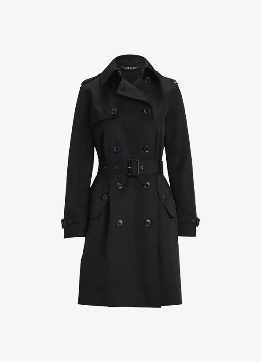Ralph Lauren Double-breasted trenchcoat met ceintuur - voorkant black-2wah / zwart