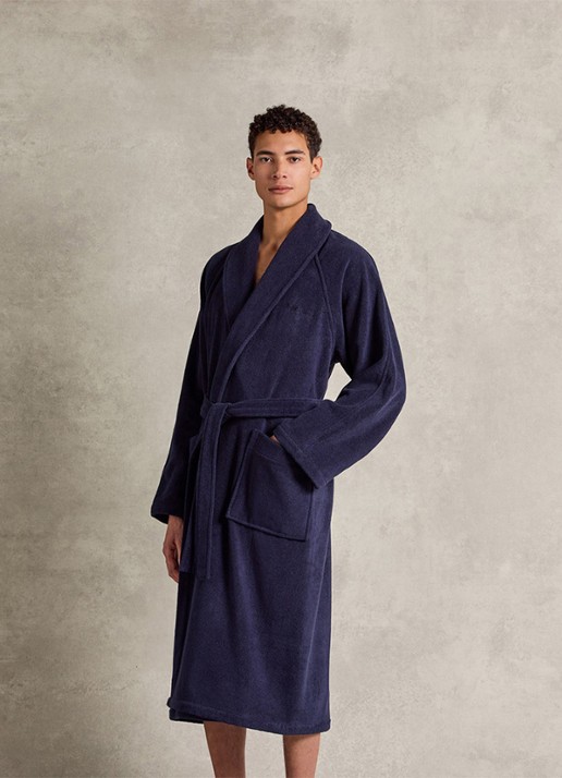 Ralph Lauren Dulaney badjas met opgestikte zakken - unisex - voorkant 2 donkerblauw